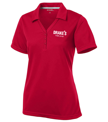 SOLID RED LADIES V-NECK POLO *MANAGER* (LST680)
