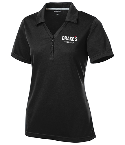 SOLID BLACK LADIES V-NECK POLO (LST680)
