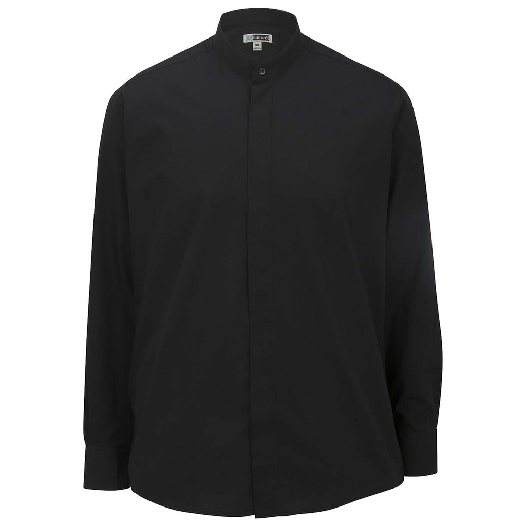Banded Collar Shirt Adult BLACK (1396)
