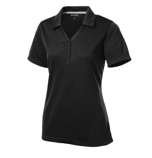 MALONE'S TO GO SOLID BLACK LADIES V-NECK POLO (LST680) 